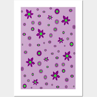 Purple and Green Daisies Posters and Art